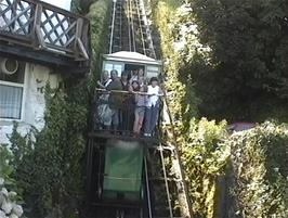 The Lynton to Lynmouth Cliff Railway passes under our bridge as we enter Lynton along the coast path, 25.2 miles into the ride